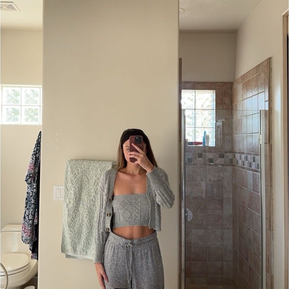 SHEIN cardigan and tube top set in gray